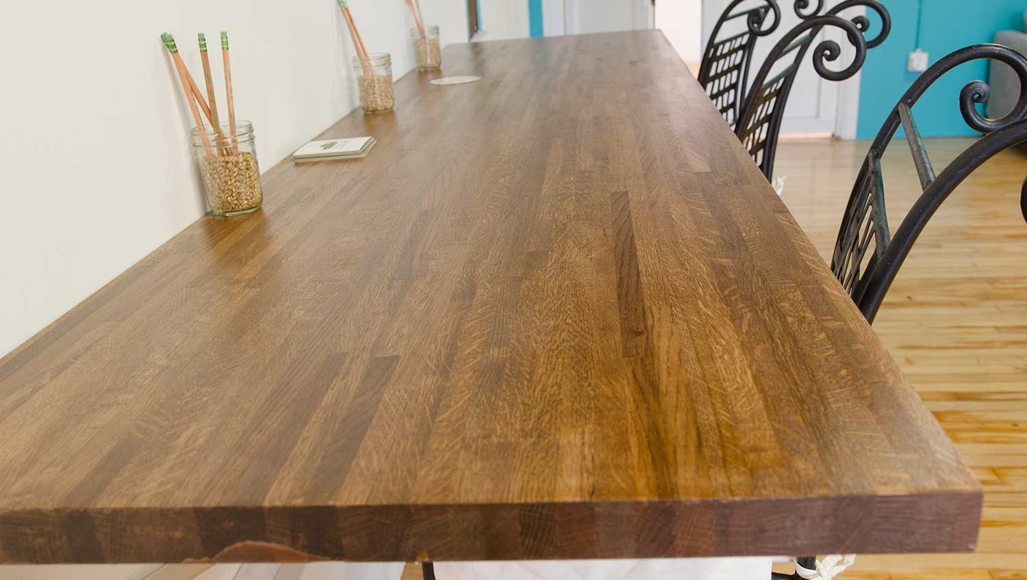 Stained butcher block bar