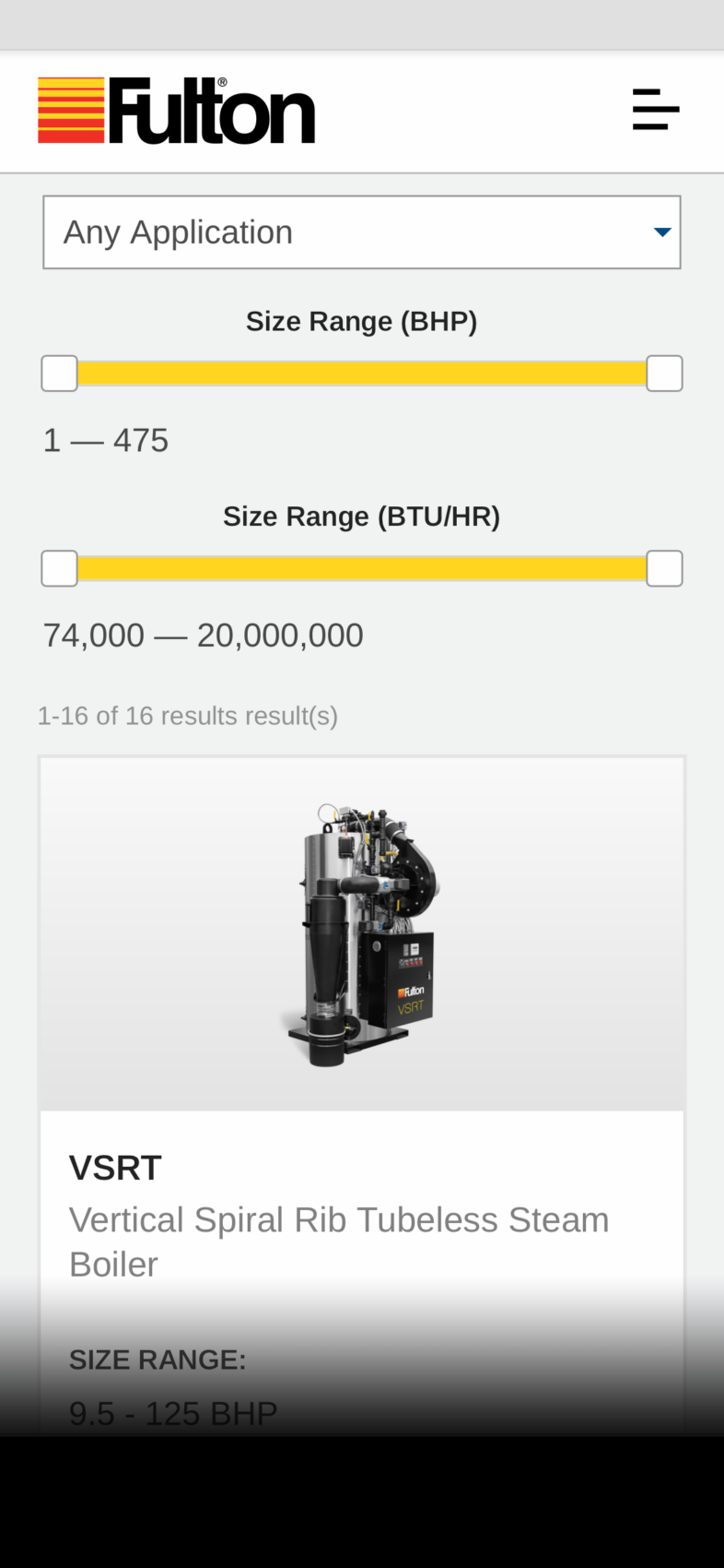 Fulton's responsive and dynamic product filter options page shown on a mobile mockup