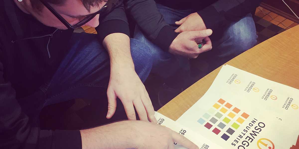 Mike and Marty looking at color palettes