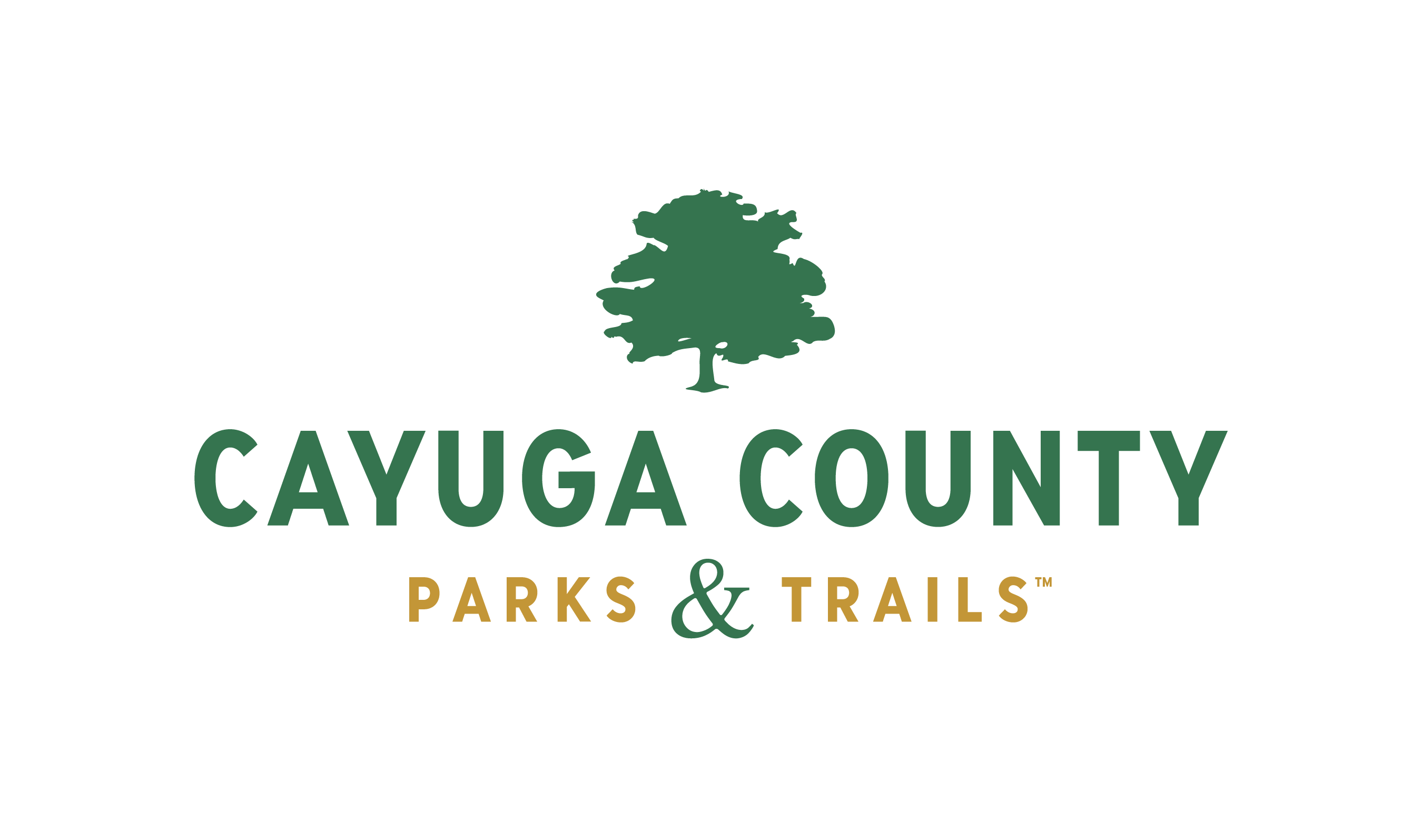 Cayuga County Parks & Trails Department badge logo in green, white and gold